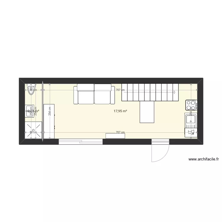 Cabane finie. Plan de 