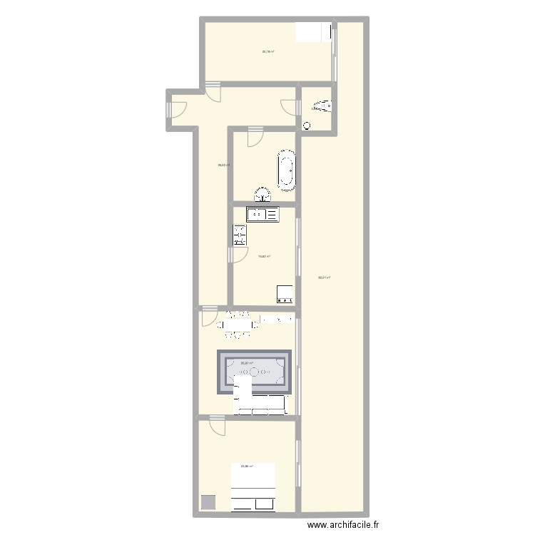 212. Plan de 7 pièces et 201 m2