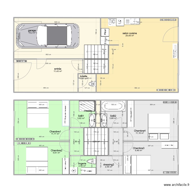 maison betheny travaux. Plan de 17 pièces et 126 m2