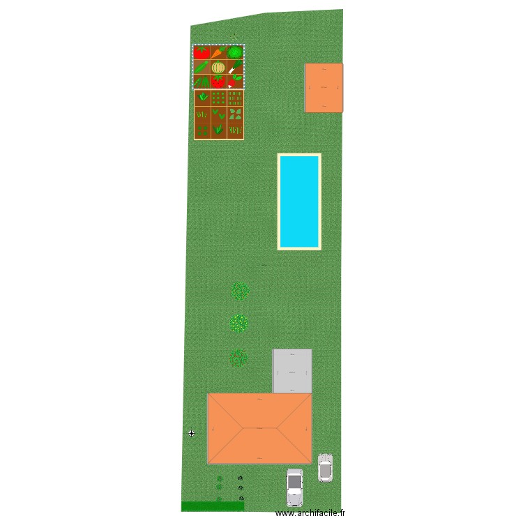 Projet piscine . Plan de 3 pièces et 104 m2