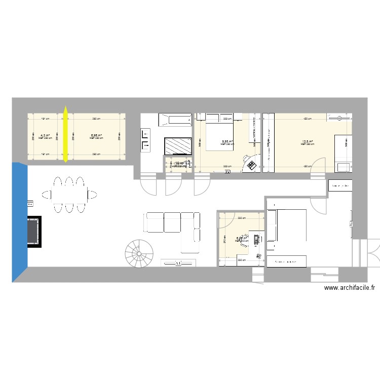 maison montereau + CLOISONS. Plan de 6 pièces et 42 m2