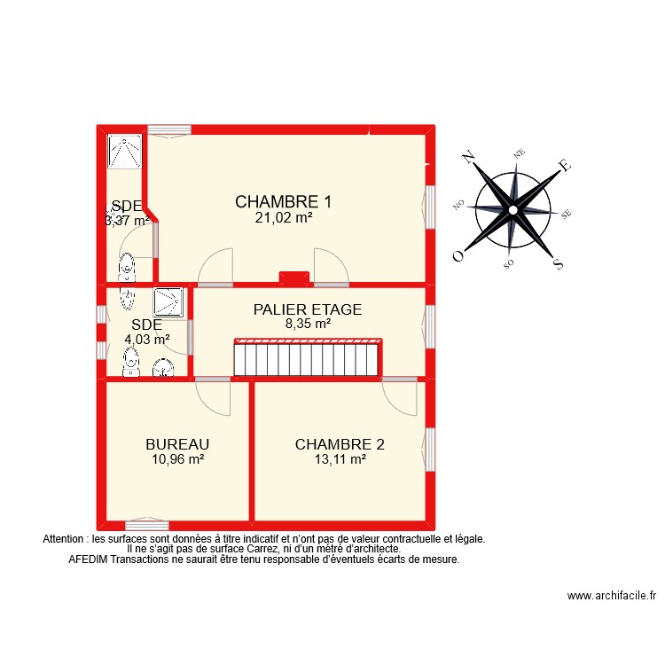 BI 11498 ETAGE TEST 2. Plan de 9 pièces et 64 m2