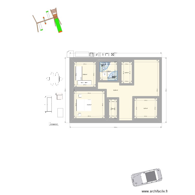 00 MOI. Plan de 7 pièces et 144 m2