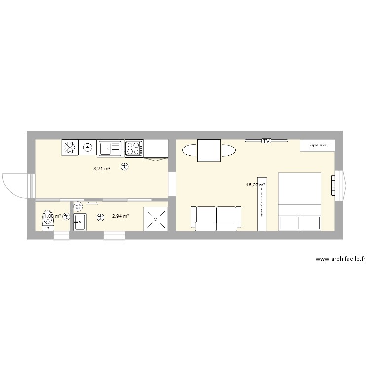 studio. Plan de 0 pièce et 0 m2