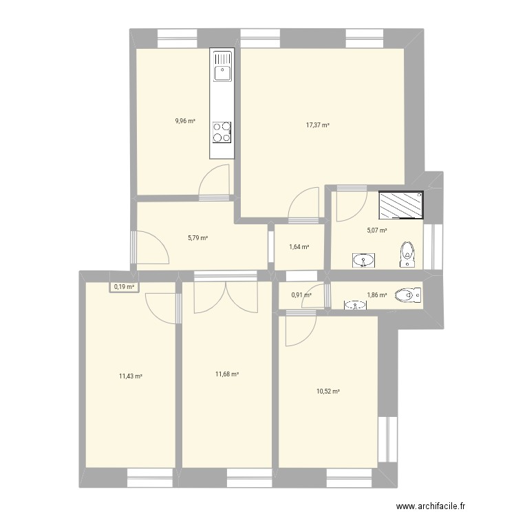 Lux projet. Plan de 11 pièces et 76 m2