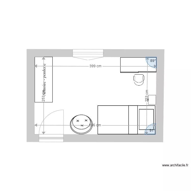 PLAN CHAMBRE BOUDOU. Plan de 