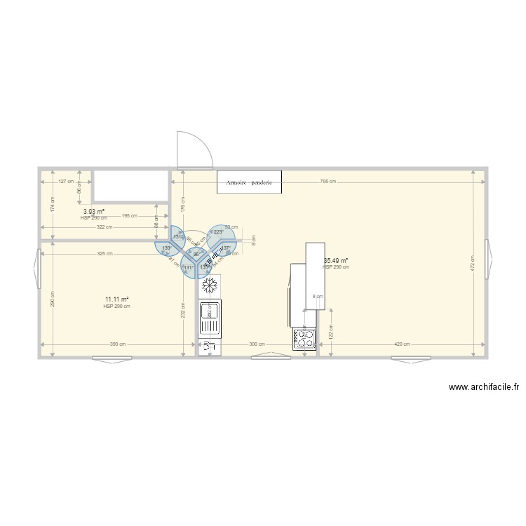 appartement 2. Plan de 3 pièces et 51 m2