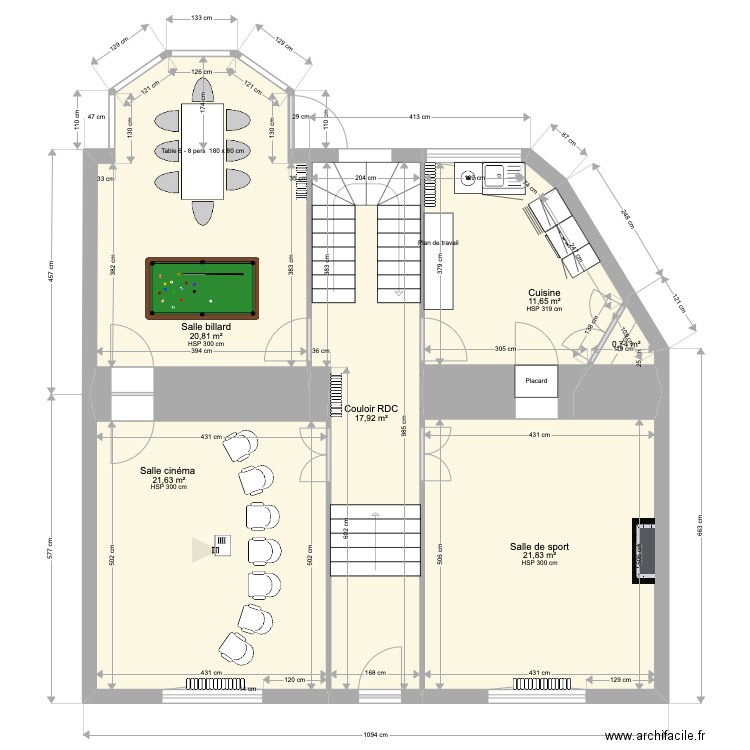 FOUGERES Projet. Plan de 27 pièces et 282 m2