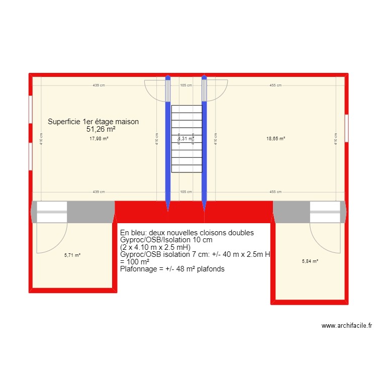 Etage 1 simulation division. Plan de 0 pièce et 0 m2