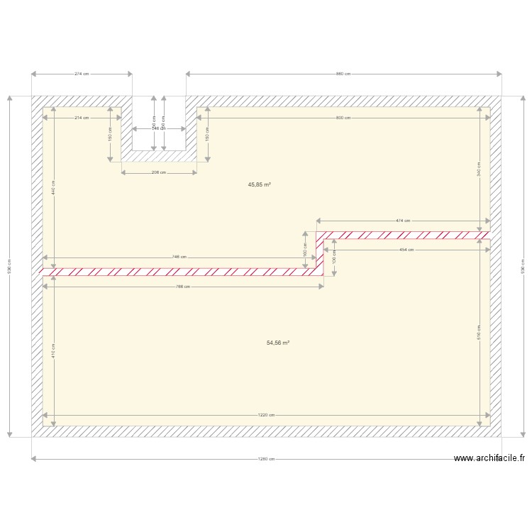 Dinan2023-1 RDC. Plan de 2 pièces et 100 m2