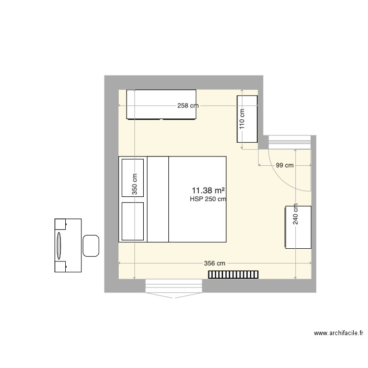 Chambre 1  aménagement 2. Plan de 0 pièce et 0 m2