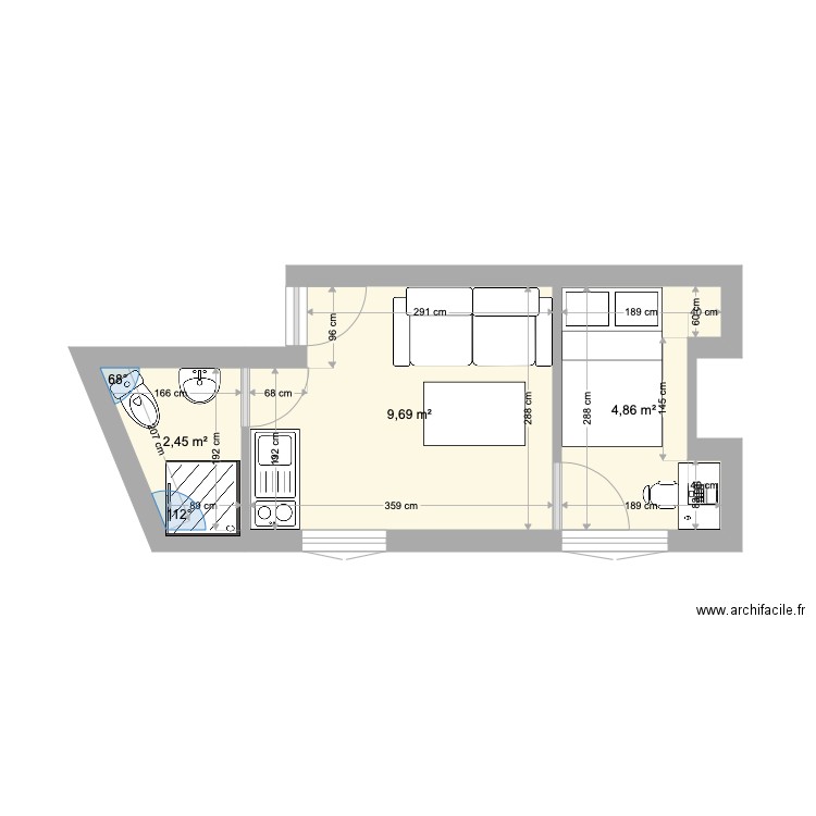 studioloc 2. Plan de 0 pièce et 0 m2