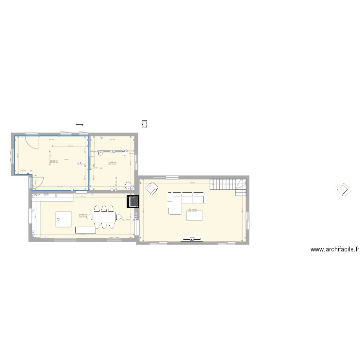 Rez de chaussée mesures. Plan de 4 pièces et 105 m2