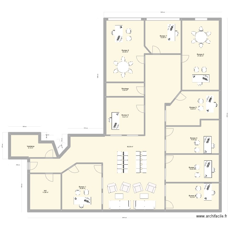 Plan Dijon (meublé). Plan de 13 pièces et 282 m2