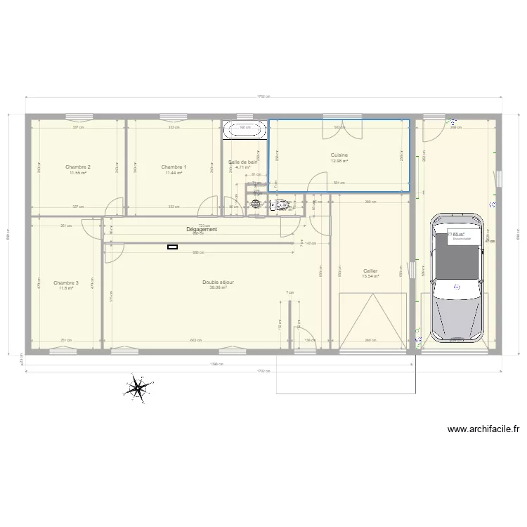 SUSSAC avec garage. Plan de SUSSAC avec garage. Plan de