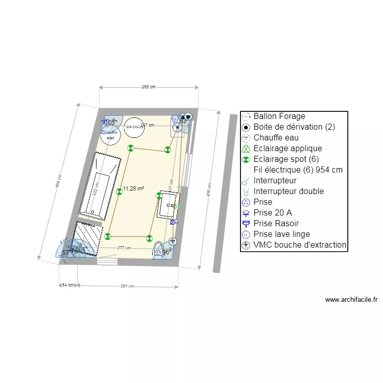 SdB PoolHouse. Plan de 