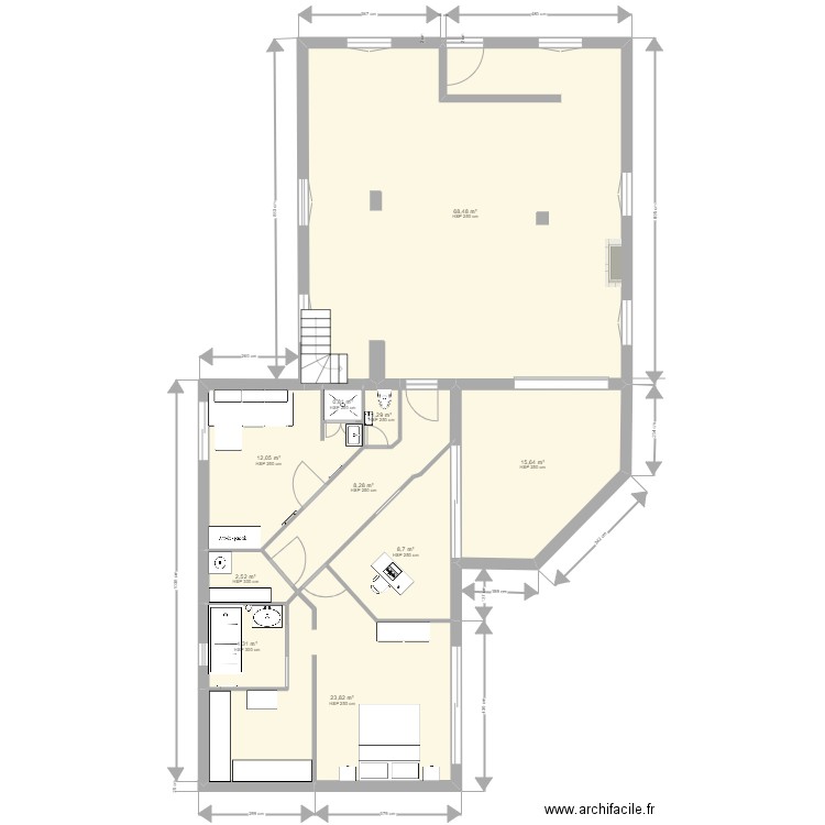 Maison SdB 1. Plan de 10 pièces et 146 m2