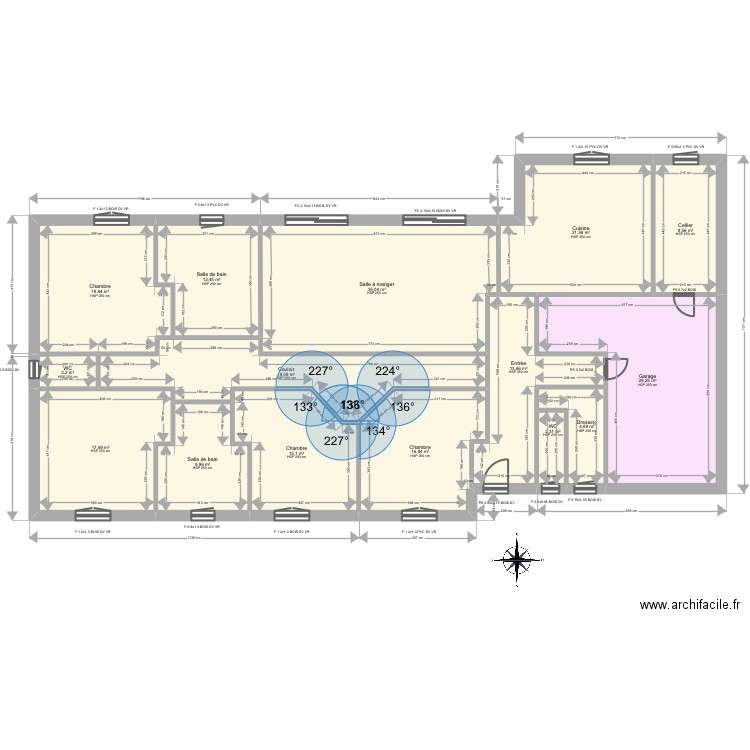 Pierru. Plan de 15 pièces et 228 m2