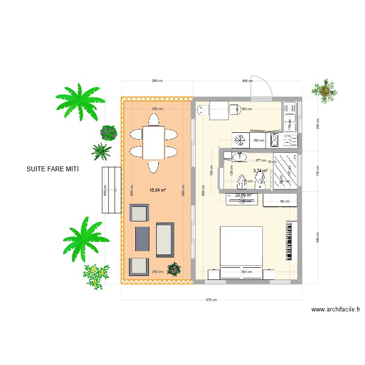 SUITE FARE MITI 5.1. Plan de 3 pièces et 41 m2