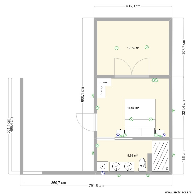 vauclin bis. Plan de 3 pièces et 28 m2