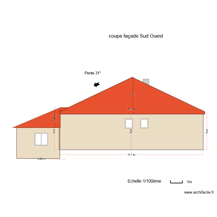 fa&ccedil;ade Ouest1. Plan de 