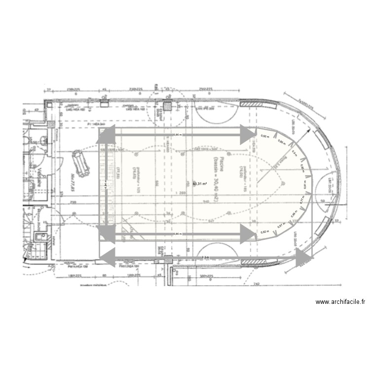 Piscine Geeraert. Plan de 1 pièce et 43 m2