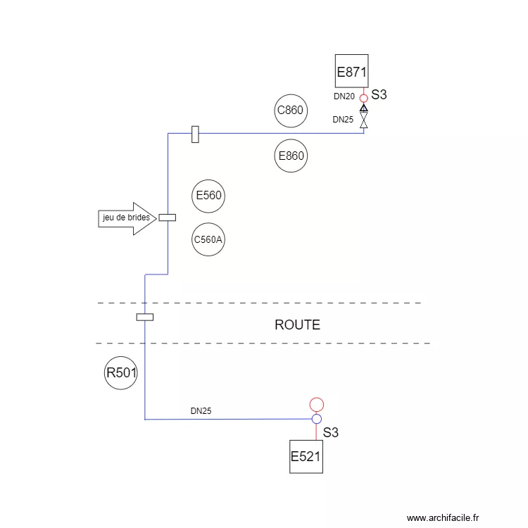 MPDA-Ligne petites eaux routing. Plan de 