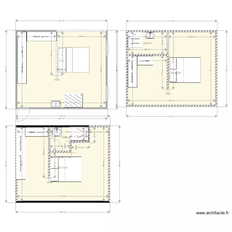 Chambre parentale. Plan de Chambre parentale. Plan de