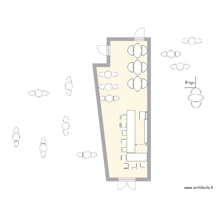 bar REX. Plan de 1 pièce et 38 m2