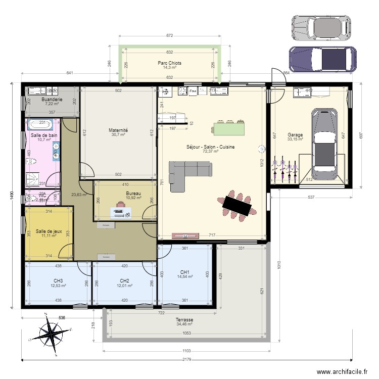 maison 2. Plan de 14 pièces et 290 m2