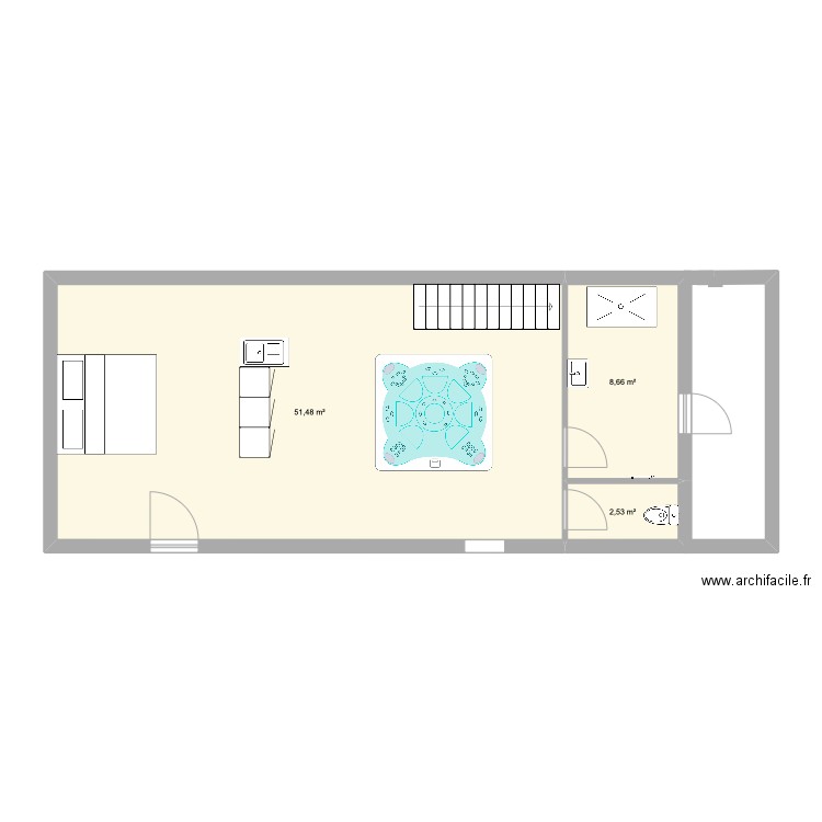 SPA LUCHET - idée Sam. Plan de 3 pièces et 63 m2