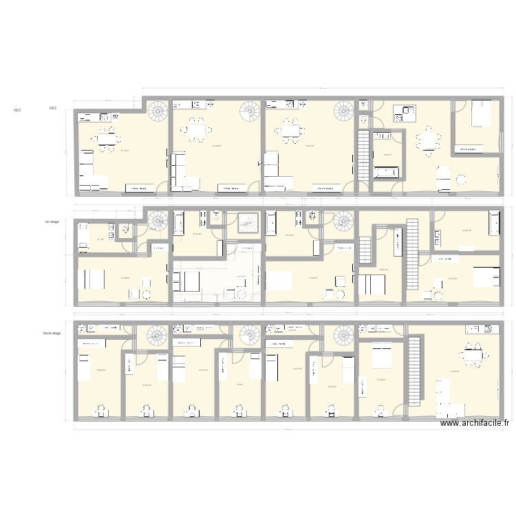 delta 5 appartements. Plan de 35 pièces et 552 m2