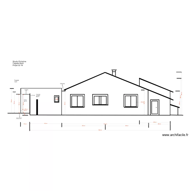 Studio Picholine 02 19 1 Fa&ccedil;ade nord Projet. Plan de 