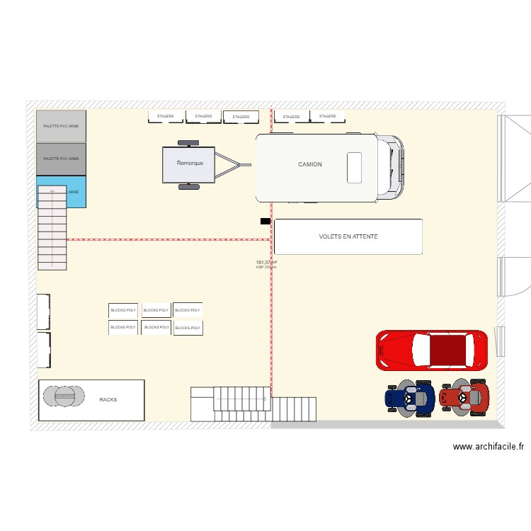 PROJECTION PLAN rdc dépôt SIDEAL SQF. Plan de 1 pièce et 162 m2