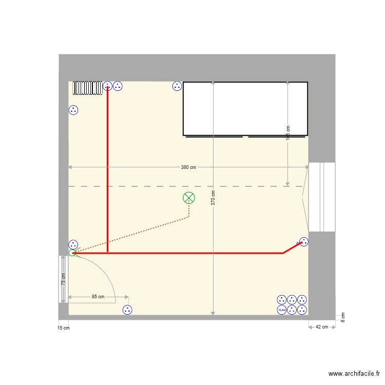 Chambre R2 gauche sans meubles. Plan de 0 pièce et 0 m2