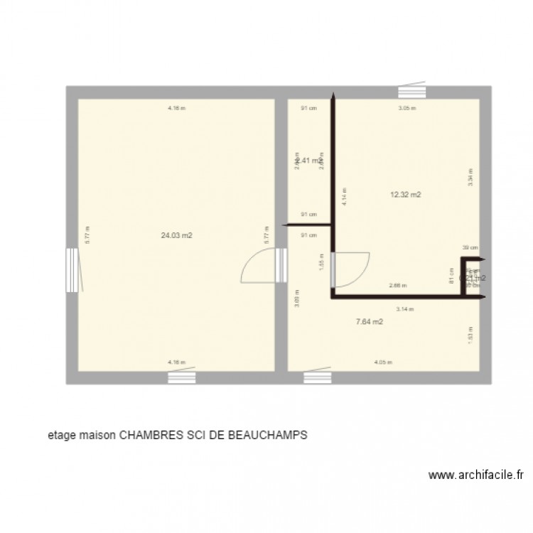 sci beauchamps ETAGE MAISON 2 chambres. Plan de 5 pièces et 47 m2