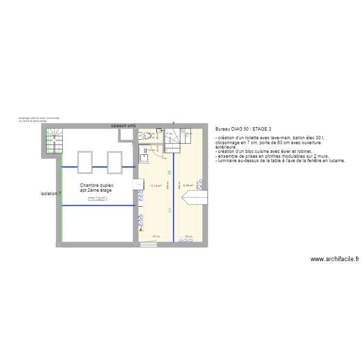 3ème étage version 2. Plan de 0 pièce et 0 m2