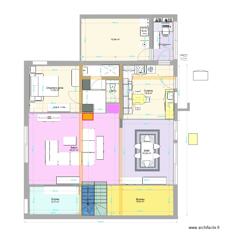 20230104. Plan de 16 pièces et 222 m2