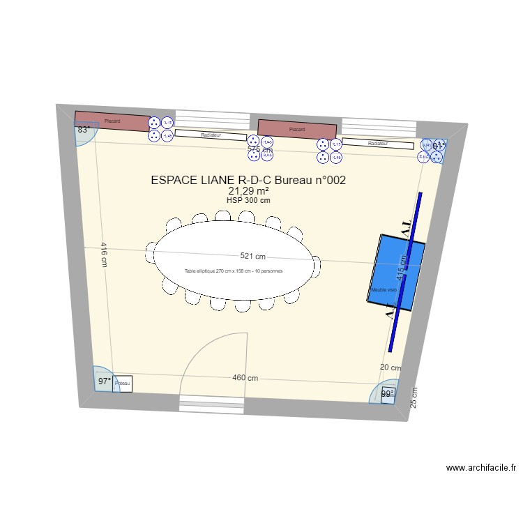 ESPACE LIANE R-D-C Bureau n°002 V1  08 02 2023. Plan de 1 pièce et 21 m2