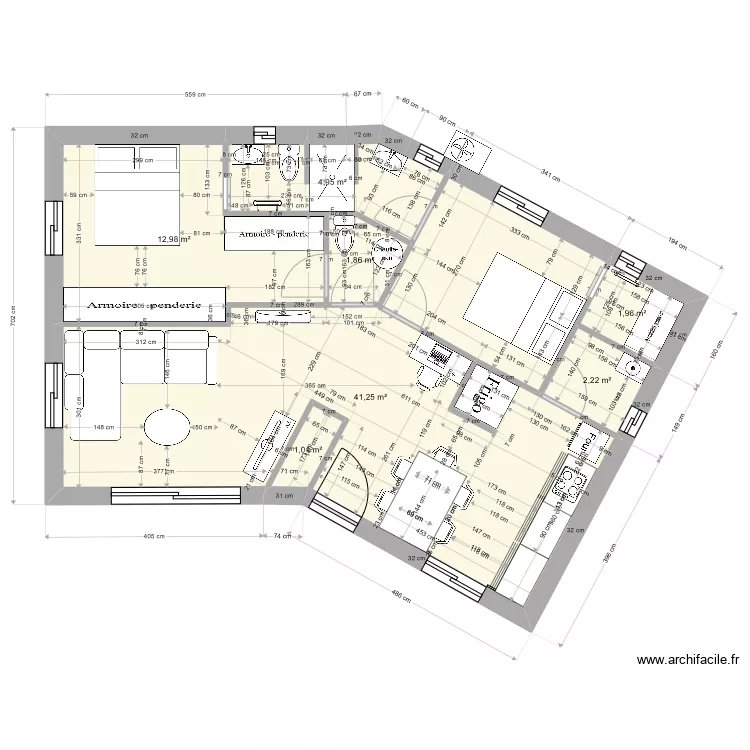 pp EN v 71 M&sup2;  1 sdb. Plan de 