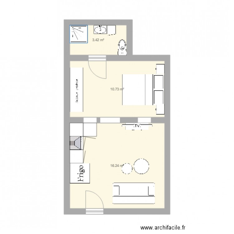 studio. Plan de 0 pièce et 0 m2