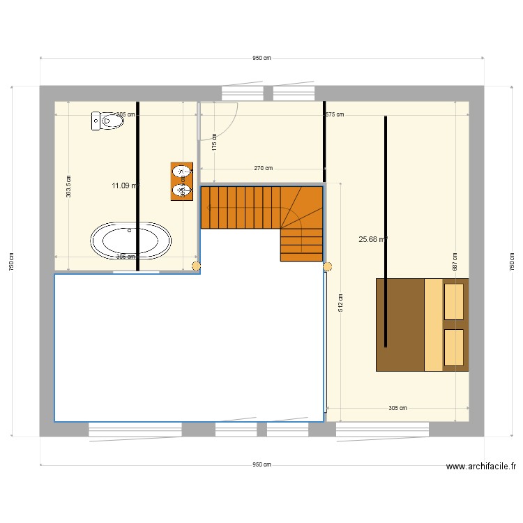 RDC modifié. Plan de 0 pièce et 0 m2