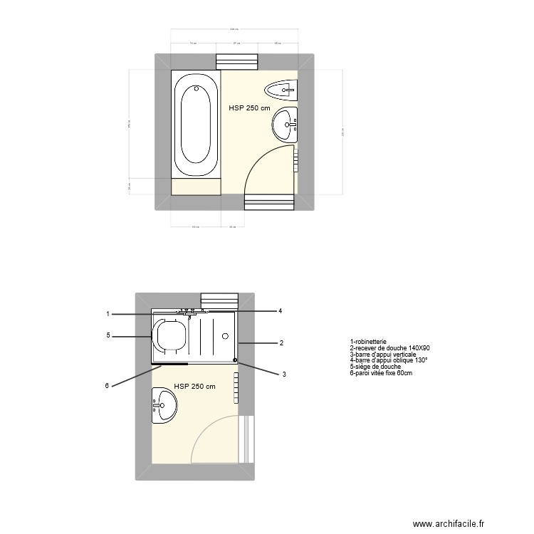 khadir. Plan de 2 pièces et 8 m2