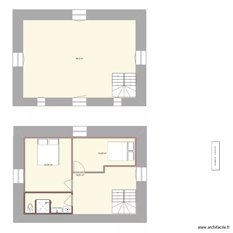 moulin2. Plan de 5  et 126 m²