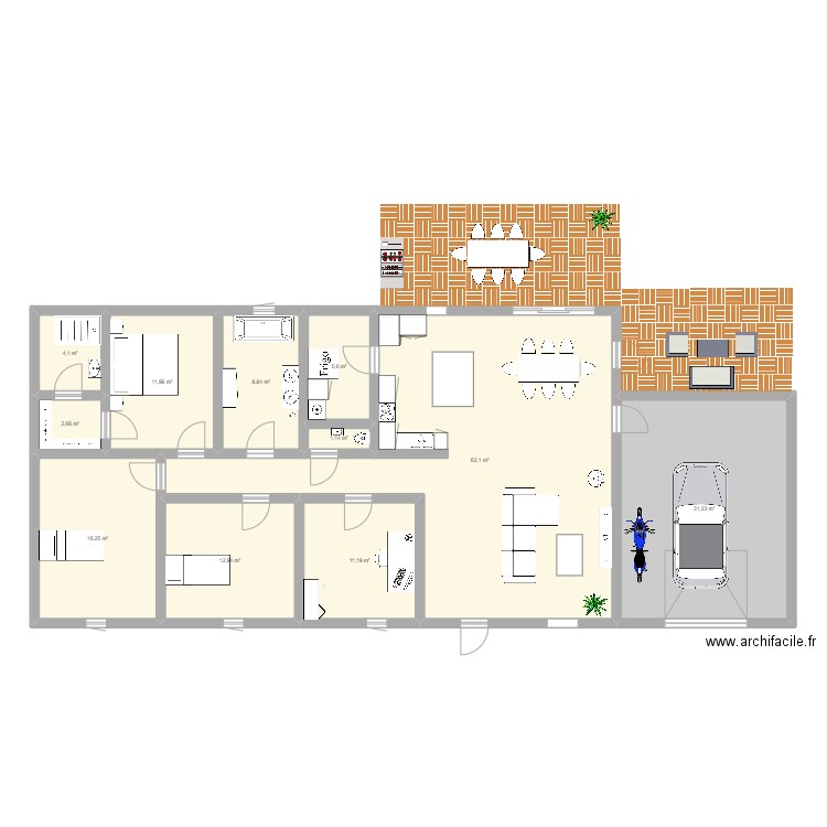 Maison. Plan de 11 pièces et 168 m2