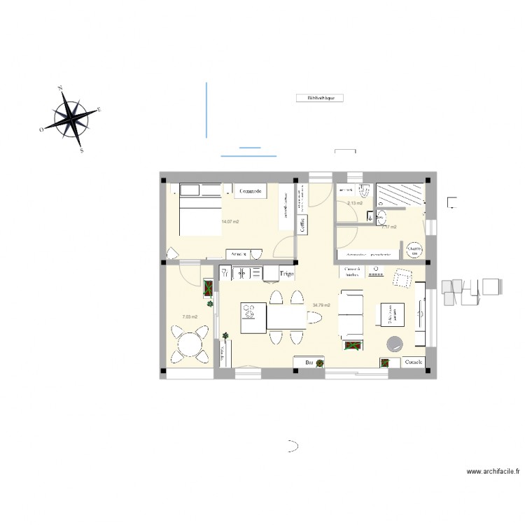 PG appart plain pied plateau loggia pignon est 2. Plan de 5 pièces et 65 m2