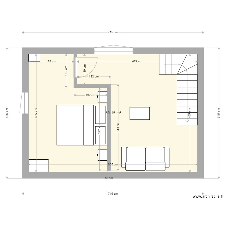 Chambres 1 et 2 Marizy avec Escalier. Plan de 0 pièce et 0 m2