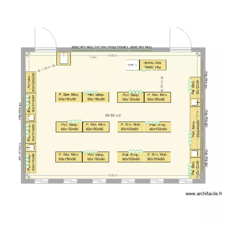 Salle sciences G113. Plan de 