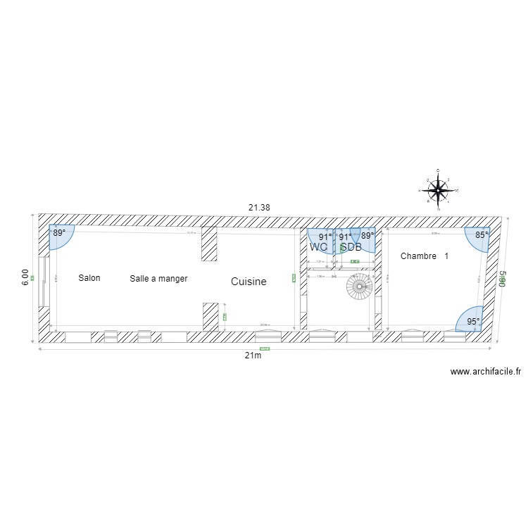 KB maison . Plan de 1 pièce et 97 m2