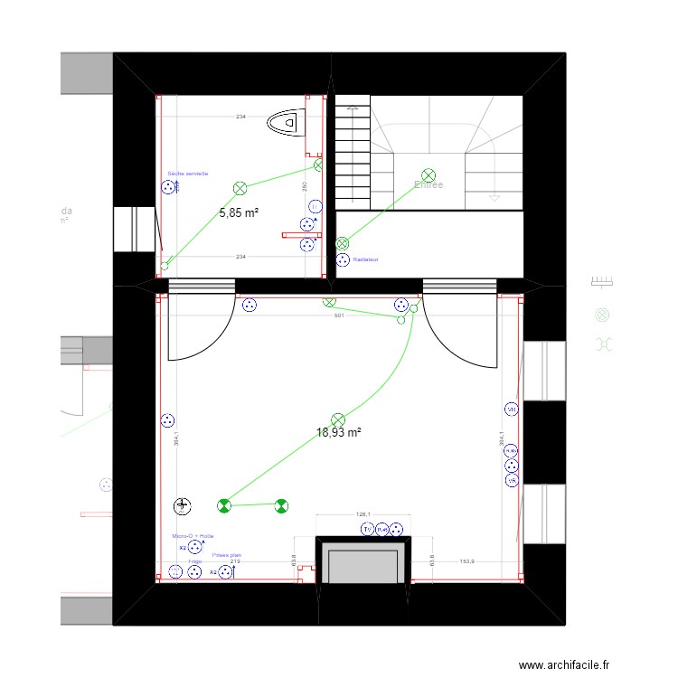 Plan Elec Madeleine définitifs  sans meubles. Plan de 11 pièces et 86 m2